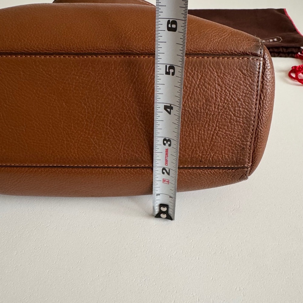 Coach Saddle Brown Pebbled Leather Satchel Tote Bag Gold Hardware Horse Carriage - Picture 7 of 12